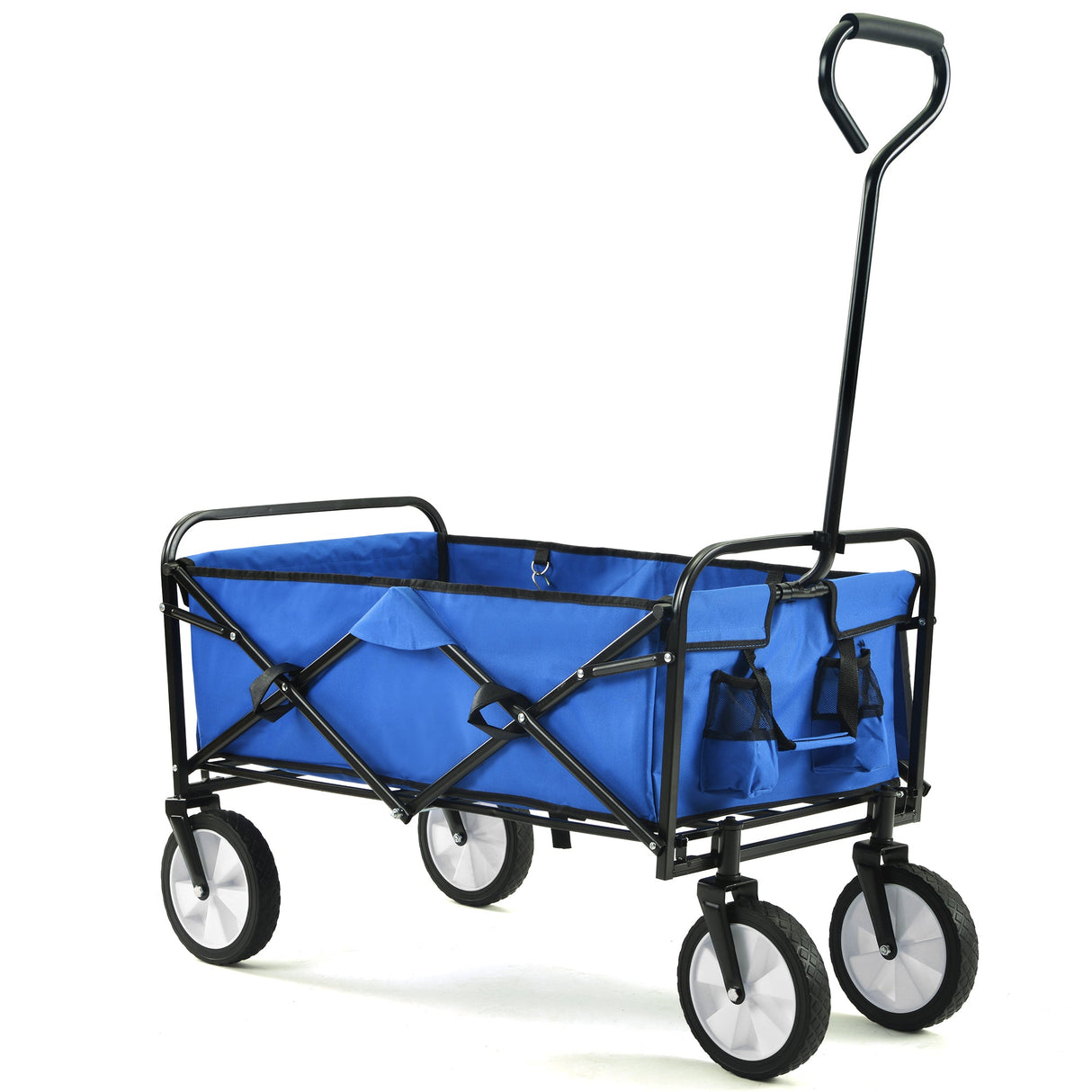 Folding Wagon Garden Shopping Beach Cart   (Blue) - V.I.P Digital Presence