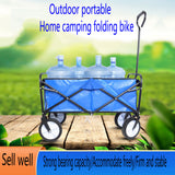 Folding Wagon Garden Shopping Beach Cart (Blue) - V.I.P Digital Presence