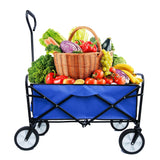 Folding Wagon Garden Shopping Beach Cart (Blue) - V.I.P Digital Presence