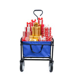 Folding Wagon Garden Shopping Beach Cart (Blue) - V.I.P Digital Presence