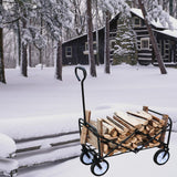 Folding Wagon Garden Shopping Beach Cart (Blue) - V.I.P Digital Presence