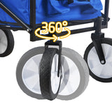Folding Wagon Garden Shopping Beach Cart   (Blue) - V.I.P Digital Presence