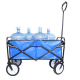 Folding Wagon Garden Shopping Beach Cart (Blue) - V.I.P Digital Presence