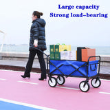Folding Wagon Garden Shopping Beach Cart (Blue) - V.I.P Digital Presence