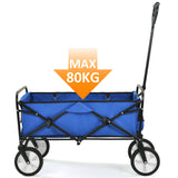 Folding Wagon Garden Shopping Beach Cart   (Blue) - V.I.P Digital Presence