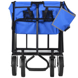 Folding Wagon Garden Shopping Beach Cart   (Blue) - V.I.P Digital Presence