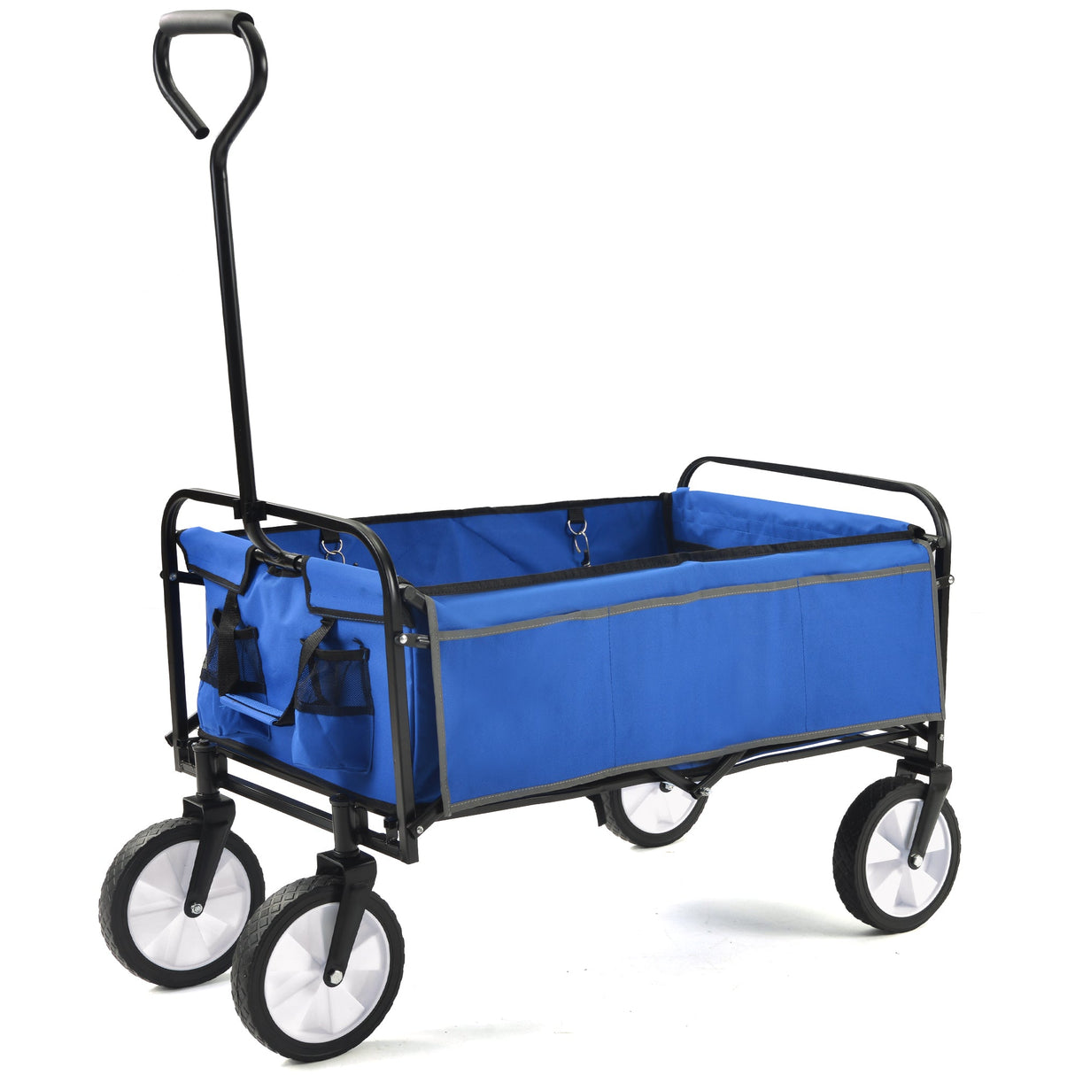 Folding Wagon Garden Shopping Beach Cart   (Blue) - V.I.P Digital Presence