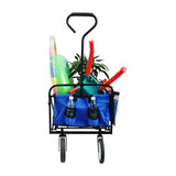 Folding Wagon Garden Shopping Beach Cart   (Blue) - V.I.P Digital Presence