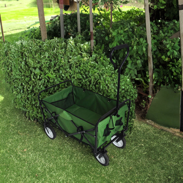 Folding Wagon Garden Shopping Beach Cart (Green) - V.I.P Digital Presence