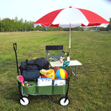 Folding Wagon Garden Shopping Beach Cart (Green) - V.I.P Digital Presence