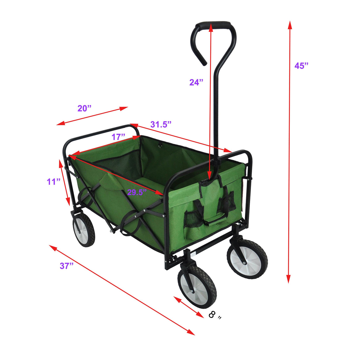 Folding Wagon Garden Shopping Beach Cart (Green) - V.I.P Digital Presence