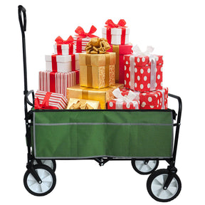 Folding Wagon Garden Shopping Beach Cart (Green) - V.I.P Digital Presence