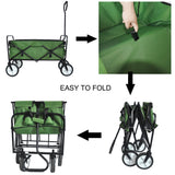 Folding Wagon Garden Shopping Beach Cart (Green) - V.I.P Digital Presence