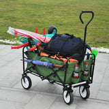 Folding Wagon Garden Shopping Beach Cart (Green) - V.I.P Digital Presence