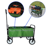 Folding Wagon Garden Shopping Beach Cart (Green) - V.I.P Digital Presence