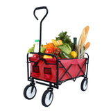 Folding Wagon Garden Shopping Beach Cart (Red) - V.I.P Digital Presence