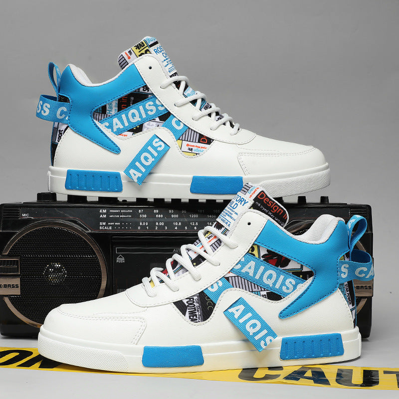 Four Seasons New Men's Casual Shoes Fashionable Outdoor Sports Shoes Trendy High Top Board Shoes - V.I.P Digital Presence