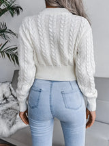Fried Dough Twists waist closing knitting navel revealing sweater - V.I.P Digital Presence
