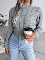 Fried Dough Twists waist closing knitting navel revealing sweater - V.I.P Digital Presence