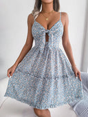 Frill Ditsy Floral Spaghetti Strap Mini Dress - V.I.P Digital Presence