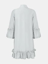 Frill Tie Neck Three-Quarter Sleeve Dress - V.I.P Digital Presence