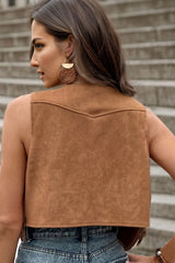 Fringe Snap Down Vest Coat - V.I.P Digital Presence