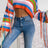Fringe Striped Round Neck Knit Top - V.I.P Digital Presence