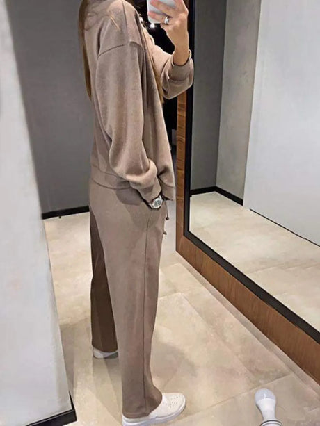 Full Size Button Up Long Sleeve Top and Pants Set - V.I.P Digital Presence