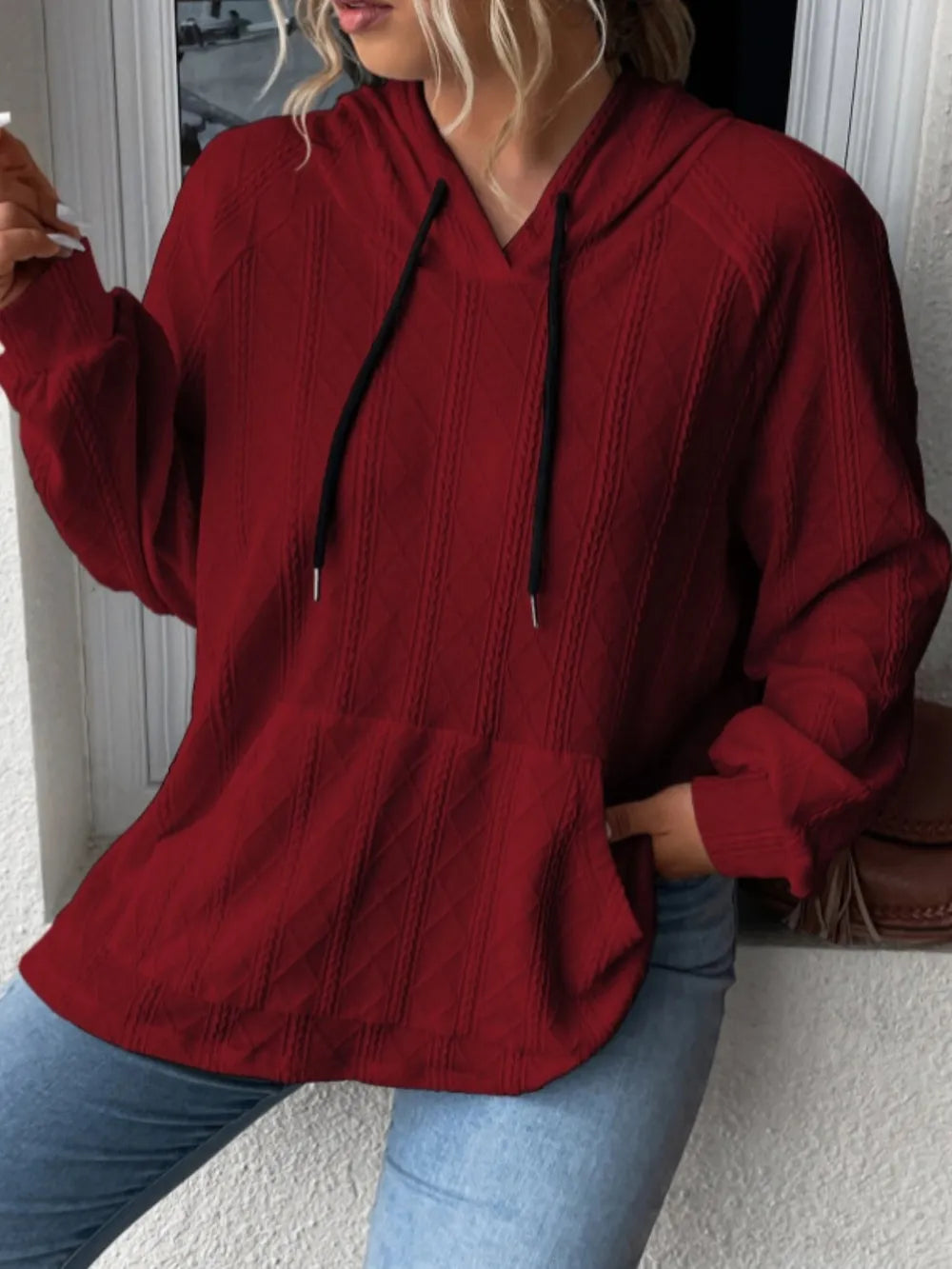Full Size Drawstring Long Sleeve Hoodie - V.I.P Digital Presence