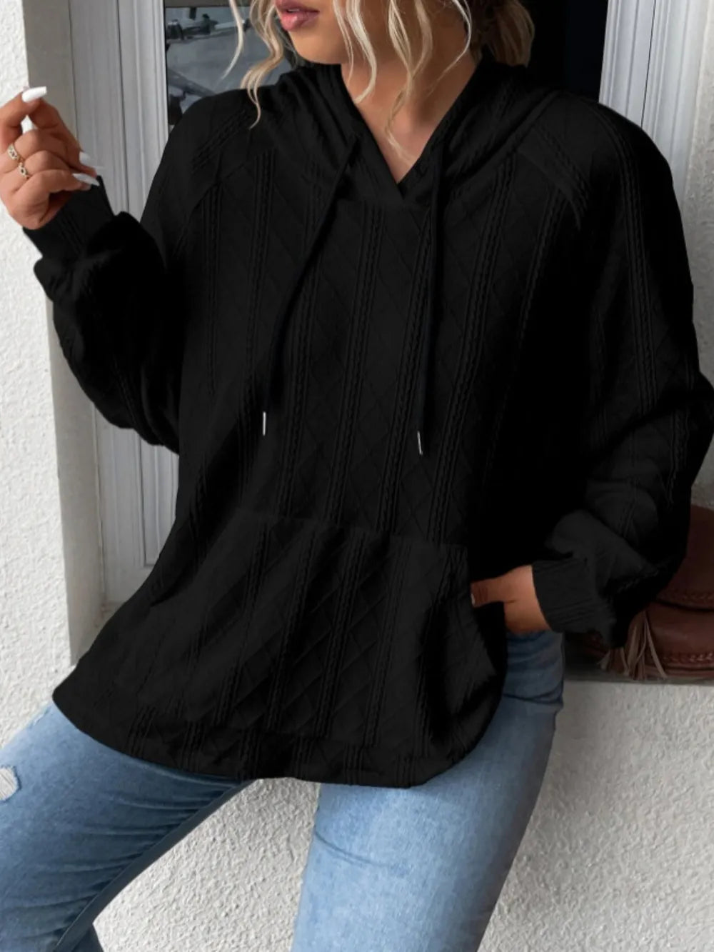 Full Size Drawstring Long Sleeve Hoodie - V.I.P Digital Presence
