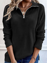 Full Size Quarter Zip Long Sleeve Top - V.I.P Digital Presence