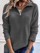 Full Size Quarter Zip Long Sleeve Top - V.I.P Digital Presence