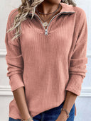 Full Size Quarter Zip Long Sleeve Top - V.I.P Digital Presence