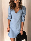 Full Size V-Neck Half Sleeve Dress - V.I.P Digital Presence