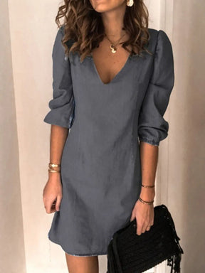 Full Size V-Neck Half Sleeve Dress - V.I.P Digital Presence