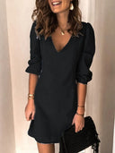 Full Size V-Neck Half Sleeve Dress - V.I.P Digital Presence