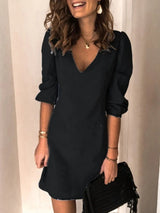 Full Size V-Neck Half Sleeve Dress - V.I.P Digital Presence