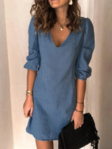 Full Size V-Neck Half Sleeve Dress - V.I.P Digital Presence