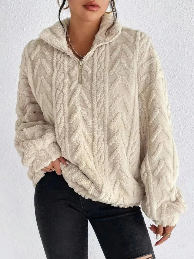 Fuzzy Quarter Zip Long Sleeve Sweatshirt - V.I.P Digital Presence