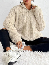 Fuzzy Quarter Zip Long Sleeve Sweatshirt - V.I.P Digital Presence