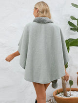 Fuzzy Trim Open Front Poncho - V.I.P Digital Presence