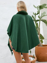 Fuzzy Trim Open Front Poncho - V.I.P Digital Presence