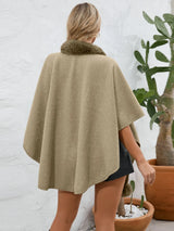 Fuzzy Trim Open Front Poncho - V.I.P Digital Presence