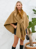 Fuzzy Trim Open Front Poncho - V.I.P Digital Presence