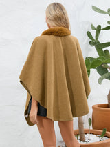 Fuzzy Trim Open Front Poncho - V.I.P Digital Presence