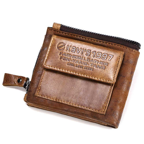 Genuine Cowhide Men's Short Wallet Fashion Casual Zipper Wallet Open Multifunctional Coin Purse - V.I.P Digital Presence