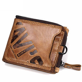 Genuine Cowhide Men's Short Wallet Fashion Casual Zipper Wallet Open Multifunctional Coin Purse - V.I.P Digital Presence