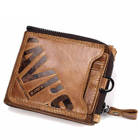 Genuine Cowhide Men's Short Wallet Fashion Casual Zipper Wallet Open Multifunctional Coin Purse - V.I.P Digital Presence
