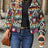 Geometric Dropped Shoulder Balloon Sleeve Outerwear - V.I.P Digital Presence