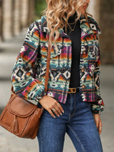 Geometric Dropped Shoulder Balloon Sleeve Outerwear - V.I.P Digital Presence